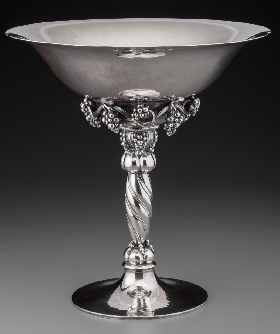 A Large Georg Jensen Grape Pattern Silver Compot (1 of 4)