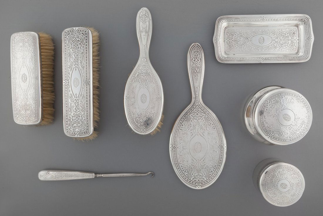 An Eight-Piece Tiffany & Co Silver Vanity Set, N (1 of 3)