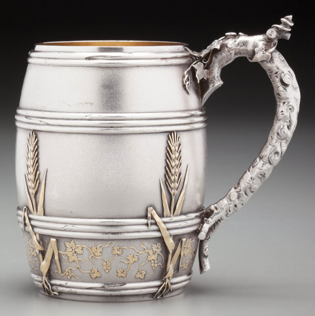 An American Partial Gilt Silver Cup with Botanic (1 of 4)