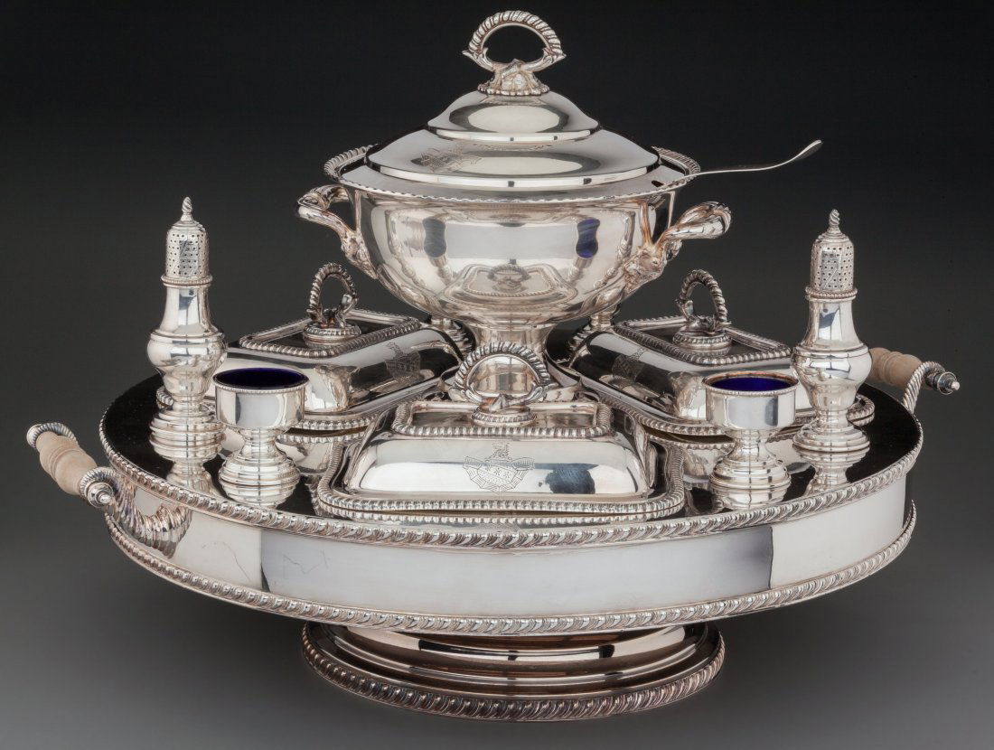 A Silver-Plated Lazy Susan Warming Service with (1 of 3)