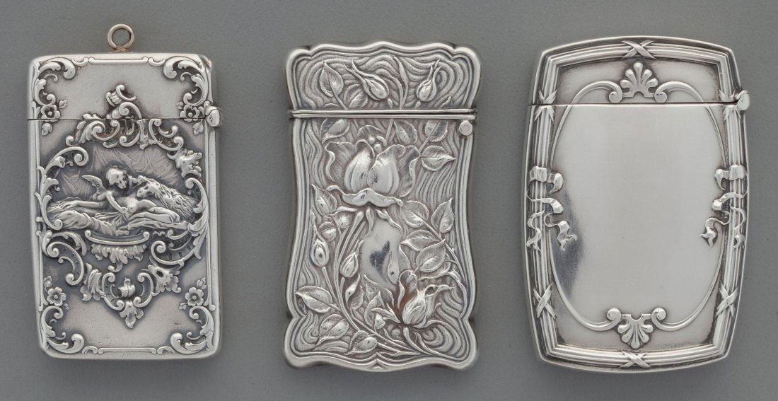 Three Battin Partial Gilt Silver Match Safes, Ne (1 of 3)