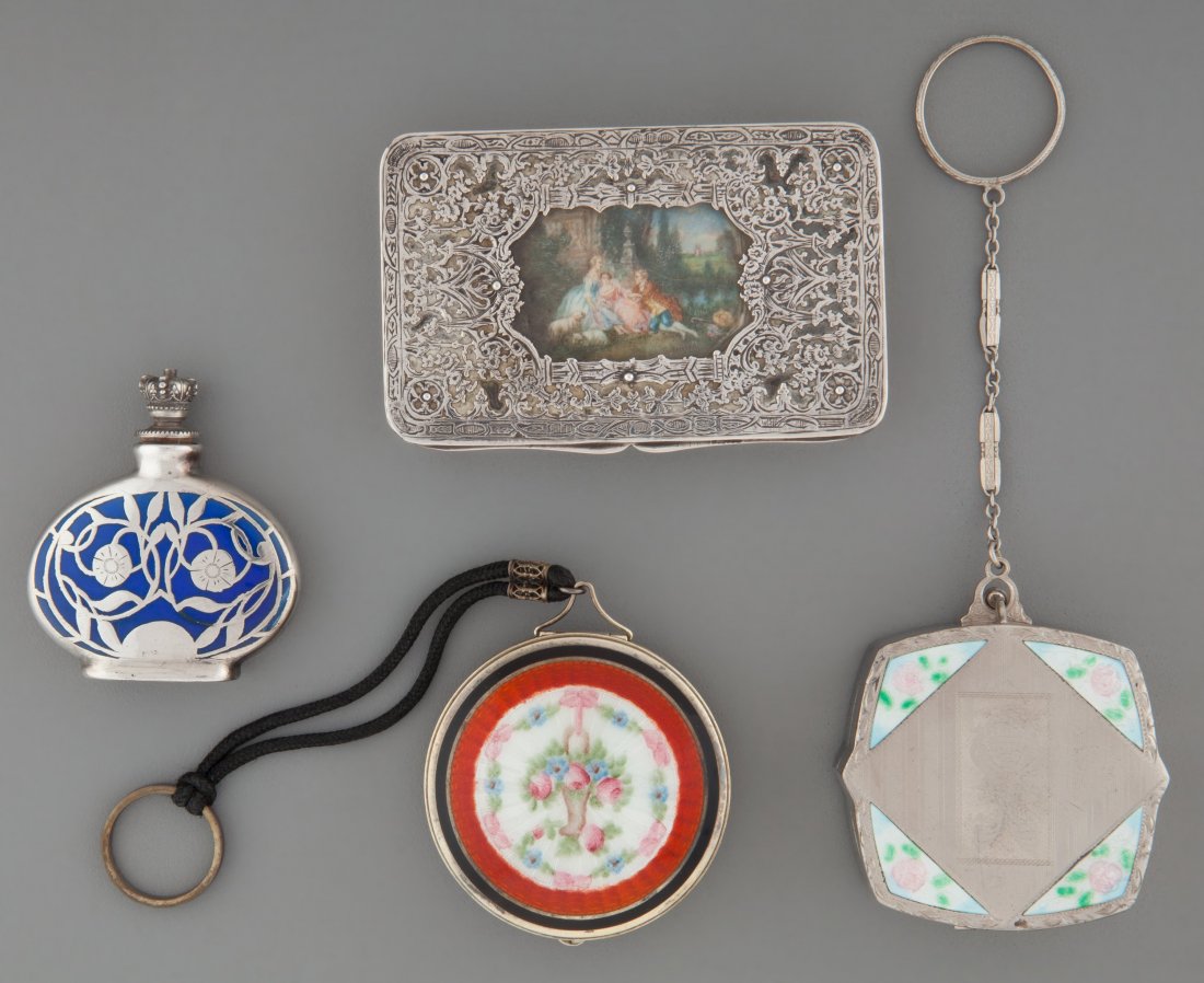 Four Continental Silver and Chrome Vanity Items, (1 of 2)