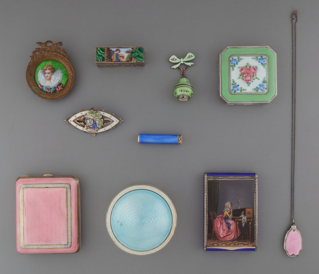 Ten Silver, Enamel and Brass Items, late 19th/ea (1 of 2)