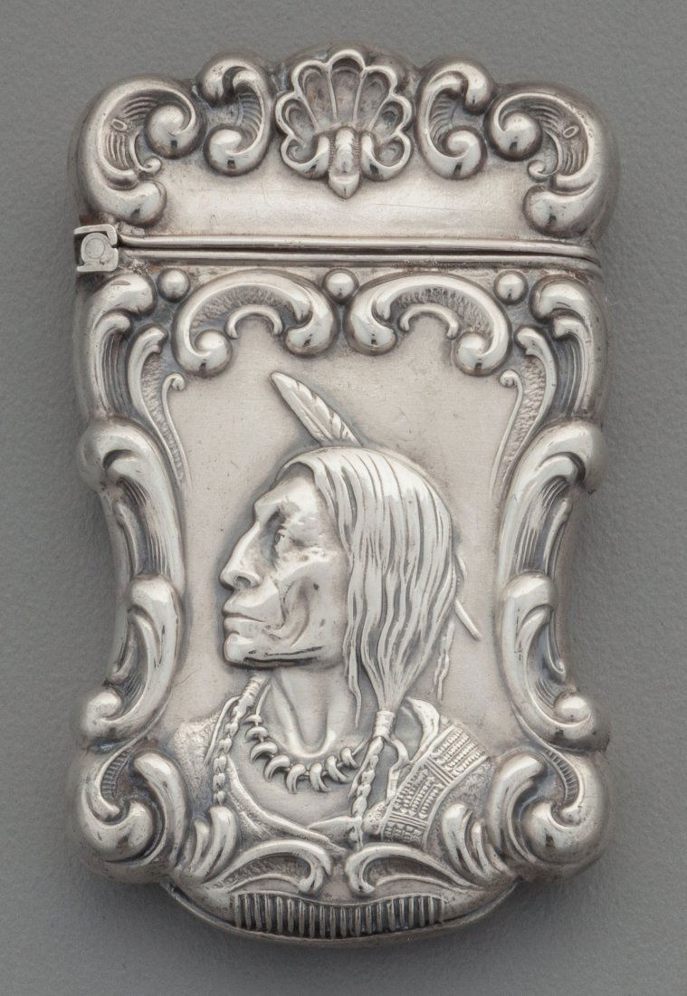 A Gilbert Silver Match Safe with Native American (1 of 3)