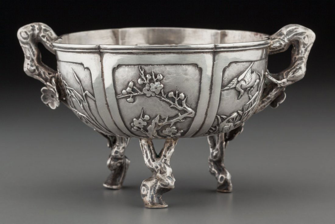 A Hung Chong Chinese Export Silver Sugar Bowl, C (1 of 3)