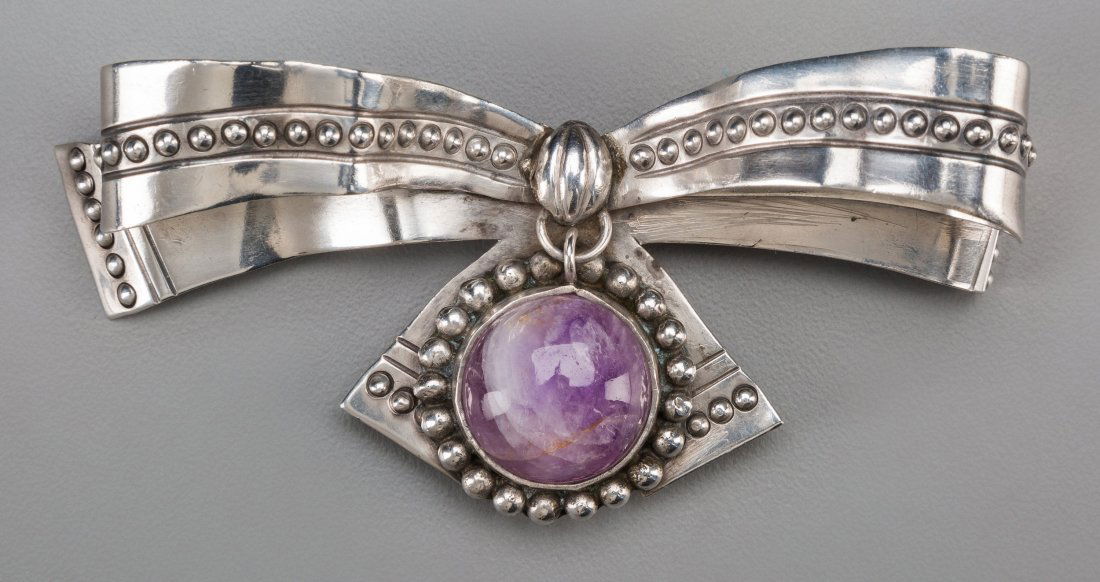 A William Spratling Silver and Amethyst Brooch, (1 of 3)