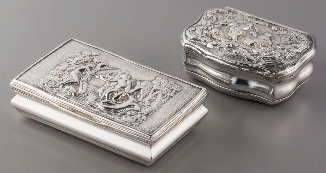 Two Swedish Partial Gilt Silver Snuff Boxes with (1 of 4)