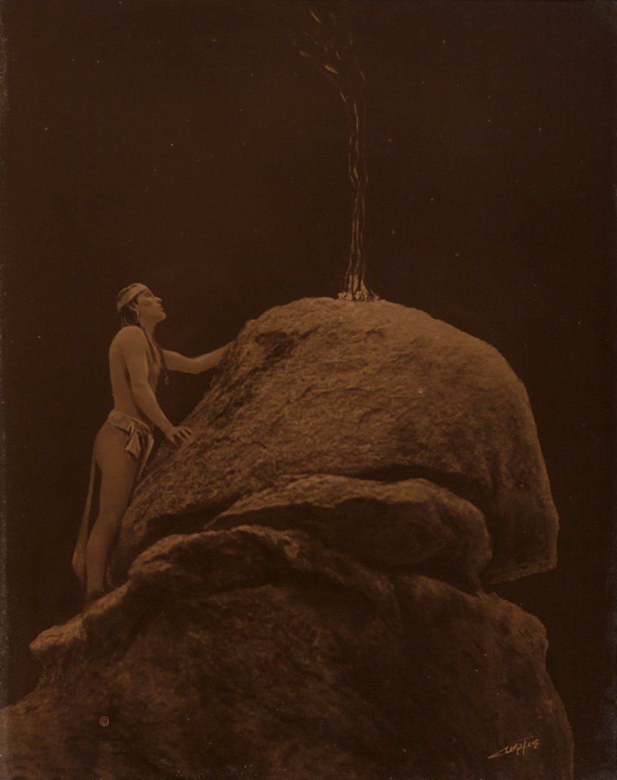 Edward Sheriff Curtis (American, 1868-1952) Sign: Edward Sheriff Curtis (American, 1868-1952) Signal Fire to the Mountain God, 191