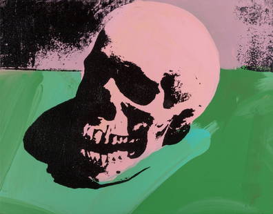 Charles Lutz (b. 1982) Skull (Pink/Green), 2007: Charles Lutz (b. 1982)Skull (Pink/Green), 2007Acrylic and silkscreen ink on canvas15 x 18-3/4 inches (38.1 x 47.6 cm)Signed, titled, and dated verso: Charles Lutz / 2007 /