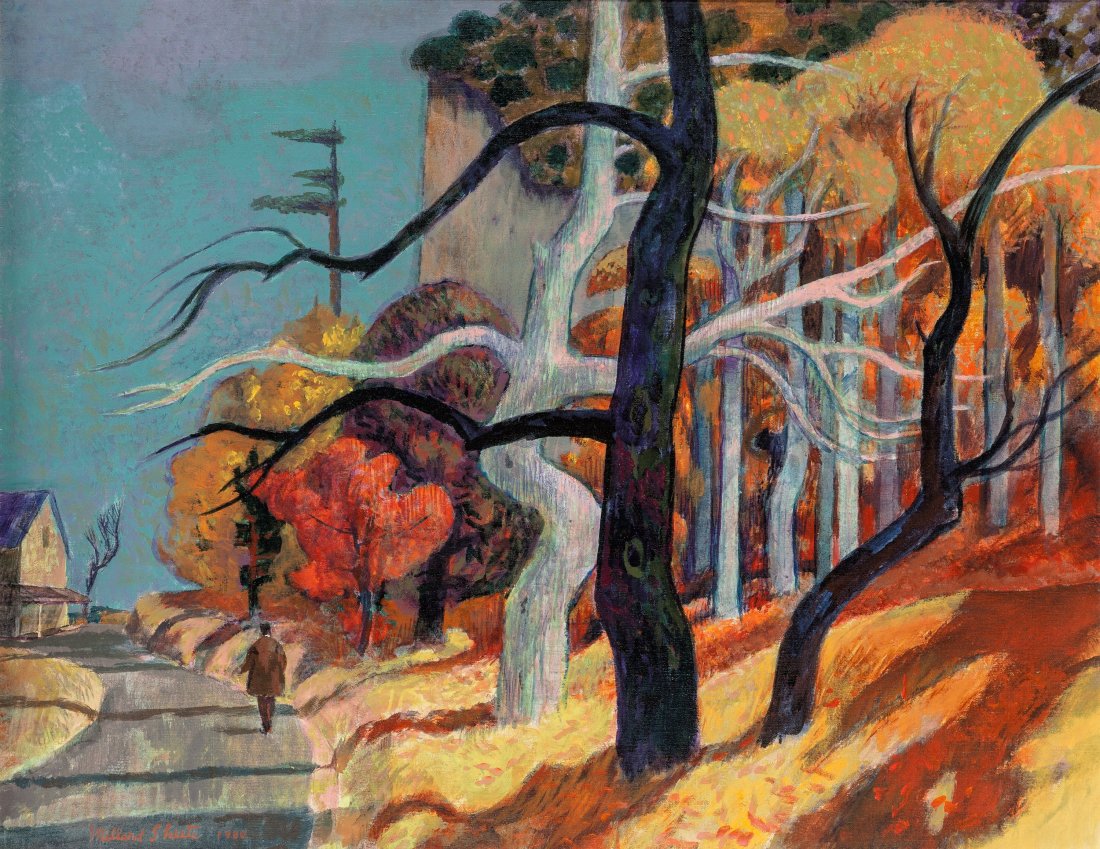 Millard Sheets (American, 1907-1989) Mississippi: Millard Sheets (American, 1907-1989)Mississippi Palisades, 1980Acrylic on c