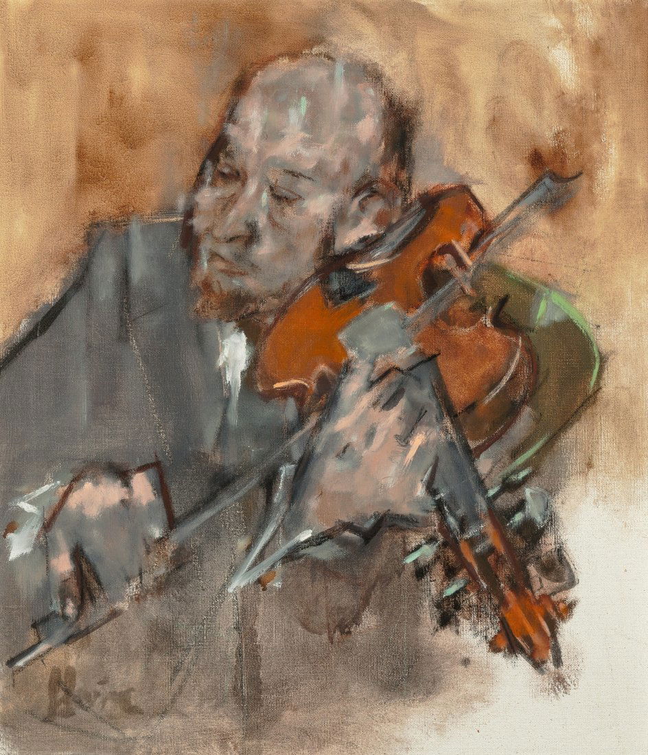 Jack Levine (American, 1915-2010) Viola Player,: Jack Levine (American, 1915-2010)Viola Player, 1978Oil on canvas24 x 21