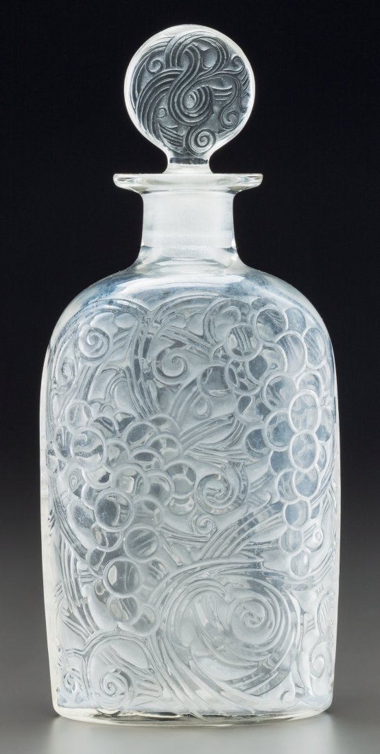 R. Lalique Clear and Frosted Glass Raisins Caraf: R. Lalique Clear and Frosted Glass Raisins Carafe