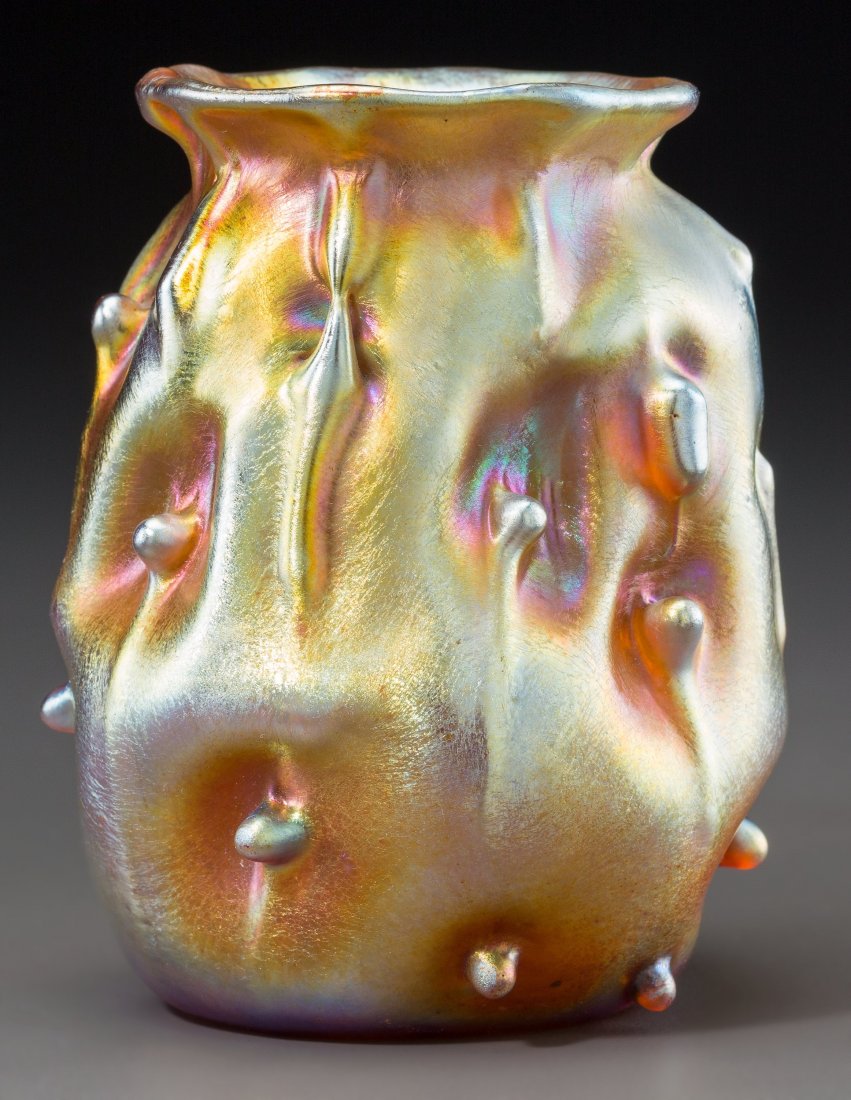 Tiffany Studios Gold Favrile Glass Cabinet Vase: Tiffany Studios Gold Favrile Glass Cabinet VaseCirca 1908. Engraved 1434 C, L.C.Tiffany