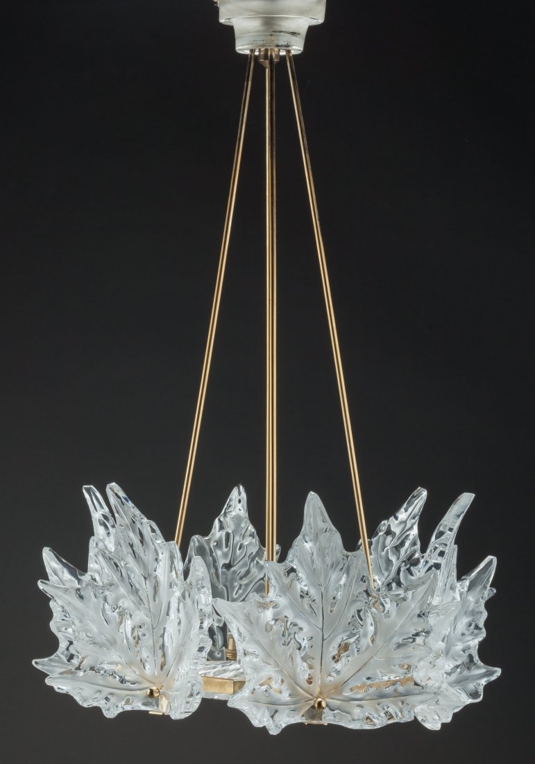 Lalique Clear and Frosted Glass Champs Elysees C: Lalique Clear and Frosted Glass Champs Elysees Chandelier</