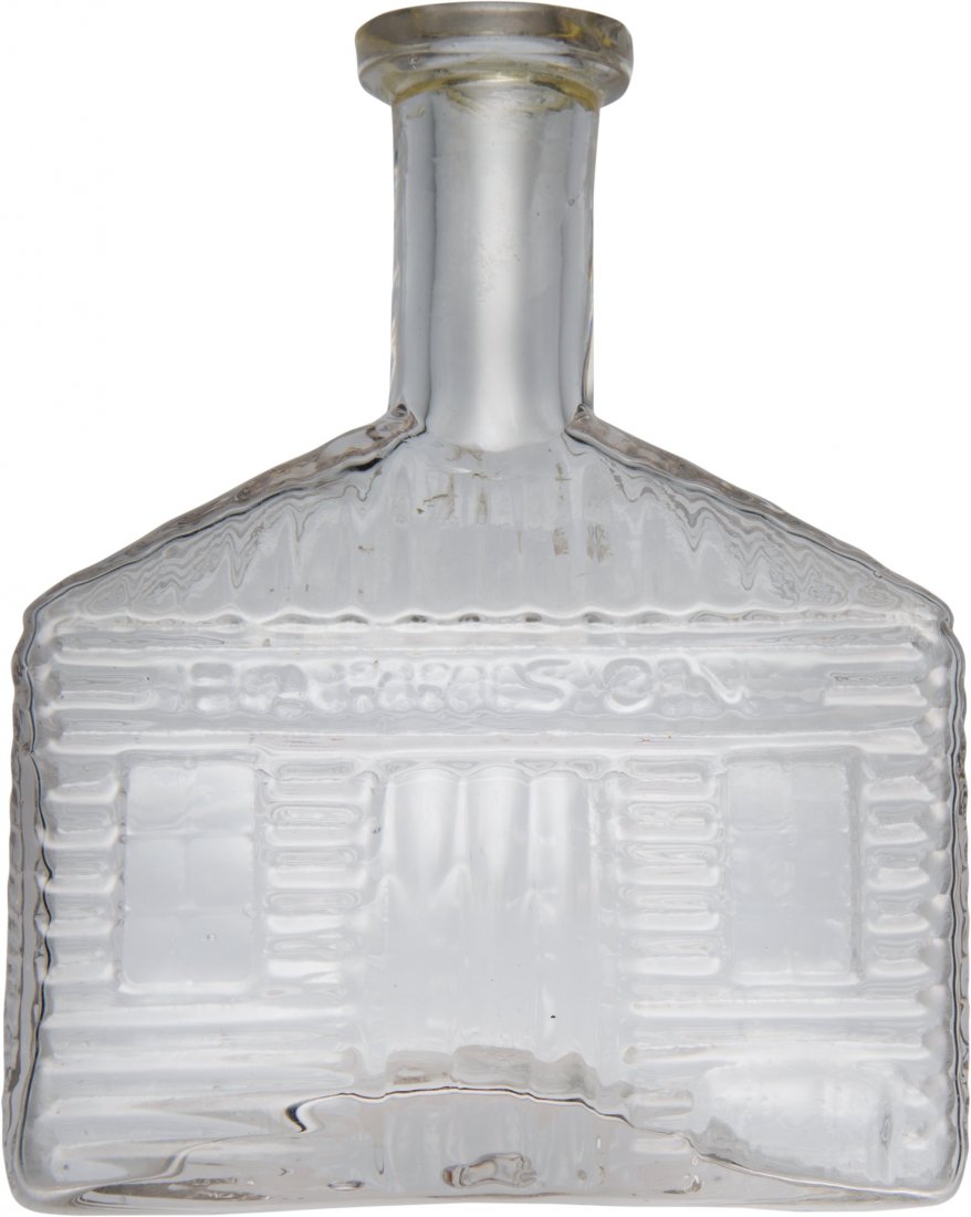 William Henry Harrison: Tippecanoe Ink Bottle. 4: William Henry Harrison: Tippecanoe Ink Bottle. 4" tall clear glass ink bottle in the shap