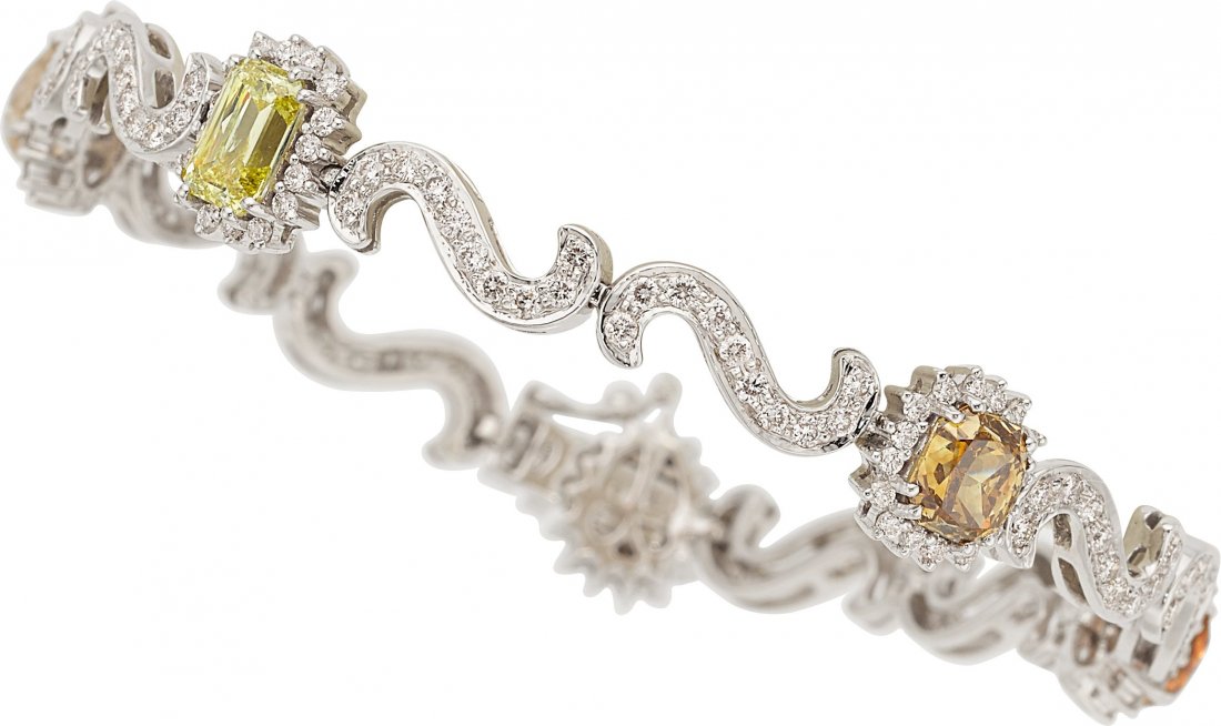 Colored Diamond, Diamond, White Gold Bracelet  The brac (1 of 7)