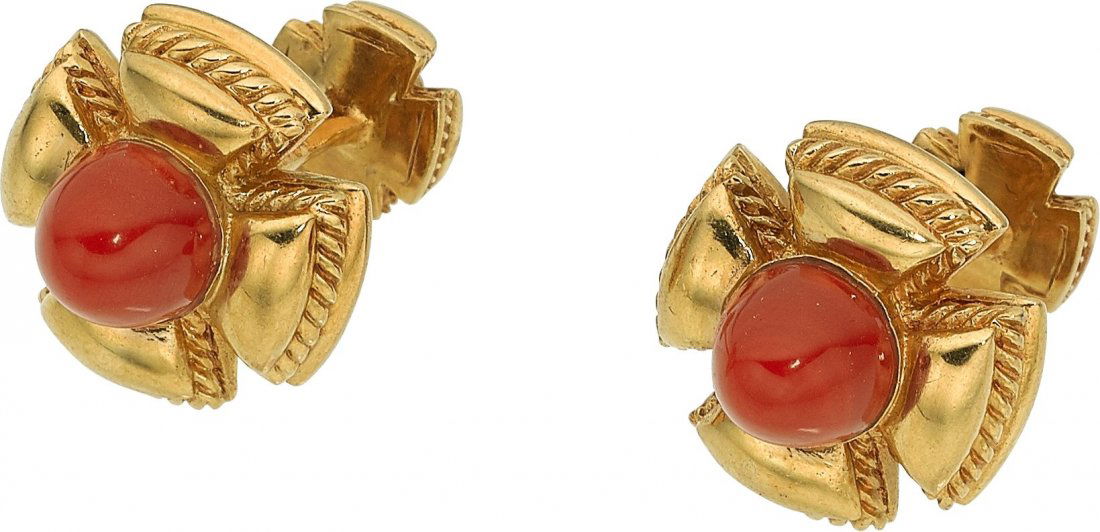 Coral, Gold Cuff Links, Schlumberger for Tiffany & Co. (1 of 2)