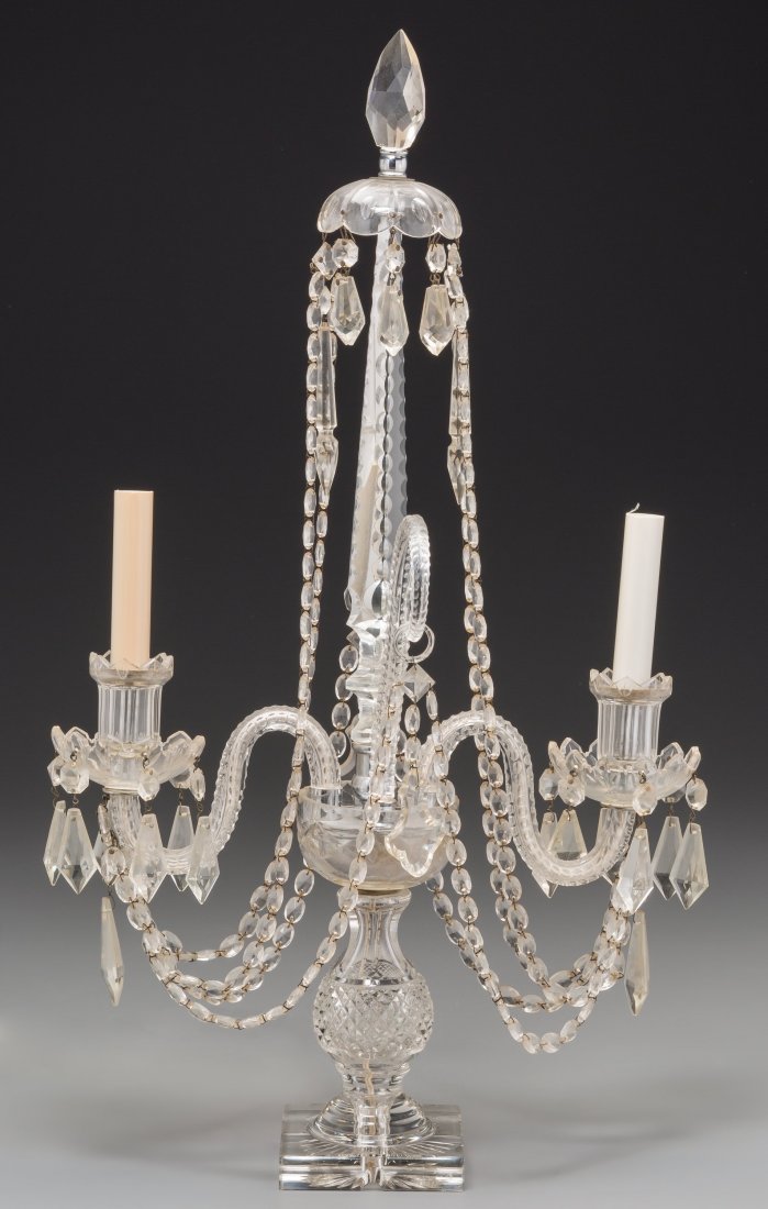 A Glass Baccarat-Style Two-Light Girandole, circa 1930- (1 of 3)