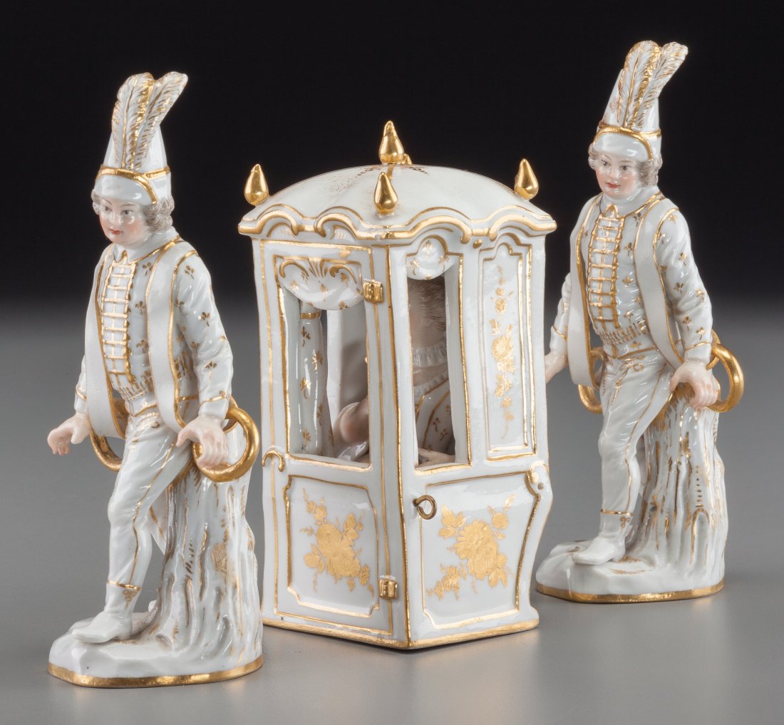 Three Meissen Partial Gilt Porcelain Figures: Soldiers (1 of 3)