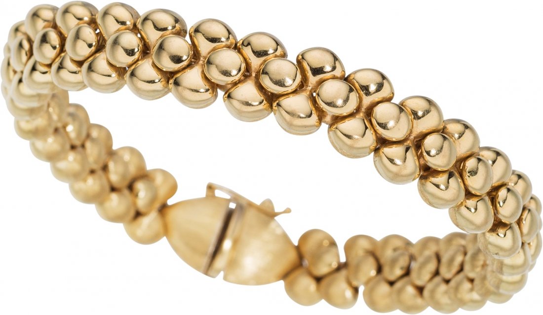 An Italian Gold Bracelet  DIMENSIONS: 6-3/4 inches x 3/ (1 of 2)