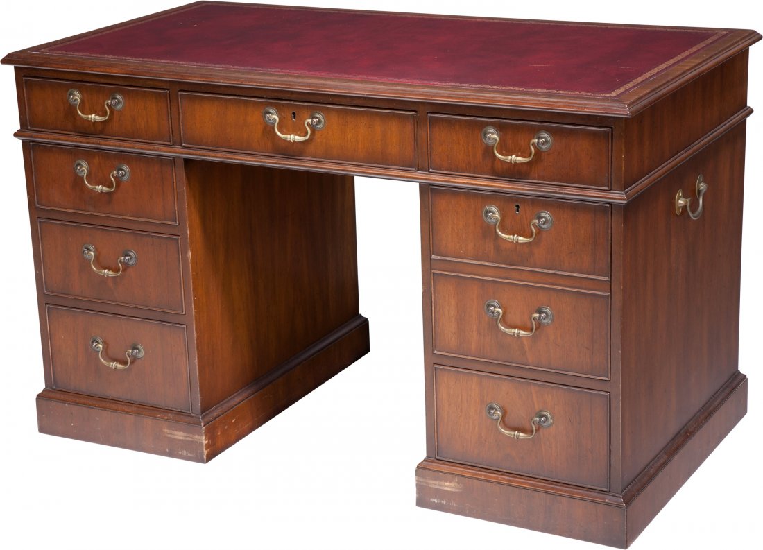 Shirley's Personal Kittinger Oak Writing Desk with Leat: Shirley's Personal Kittinger Oak Writing Desk with Leather Top, mid-20th century30 h x 49-1/4 w x 26-1/2 d inches (76.2 x 125.1 x 67.3 cm) Used by Shirley throughout the years and was placed by t