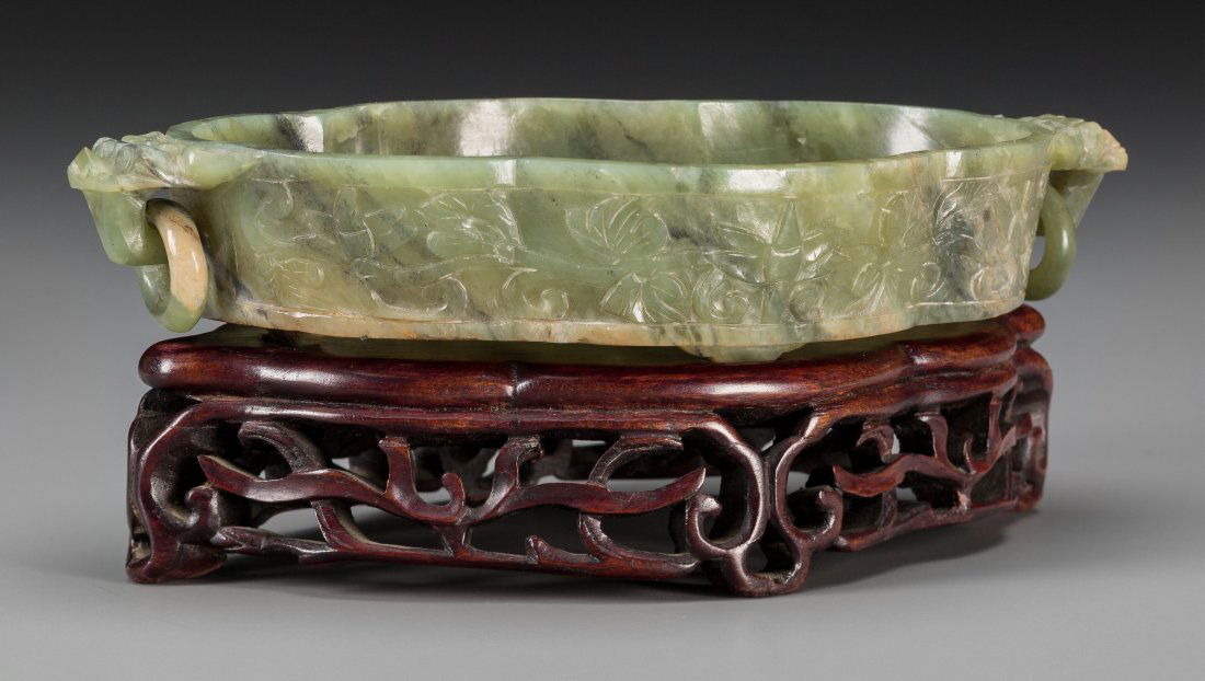 A Chinese Hardstone Jardinière on Carved Rosewood Stand (1 of 2)