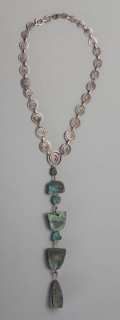 A South American Silver Necklace with Bronze Pre-Columb (1 of 2)