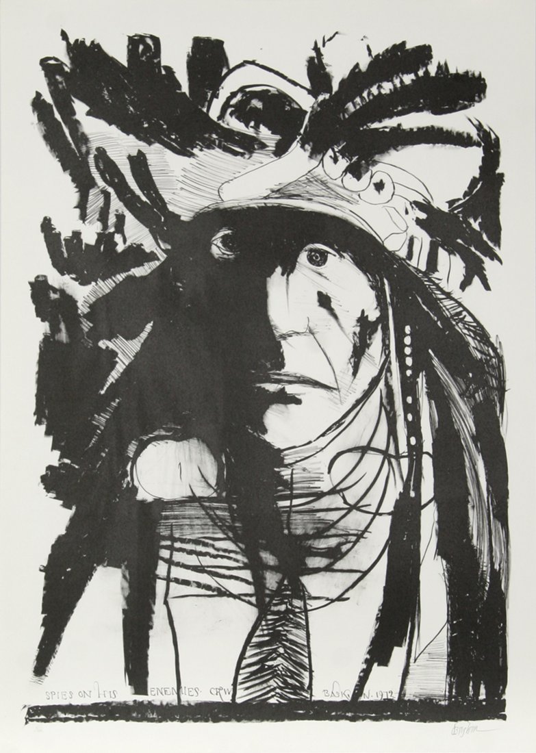 Leonard Baskin (American, 1922-2000) Spies on hi: Leonard Baskin (American, 1922-2000) Spies on his Enemies - Crow; Chief American Horse -