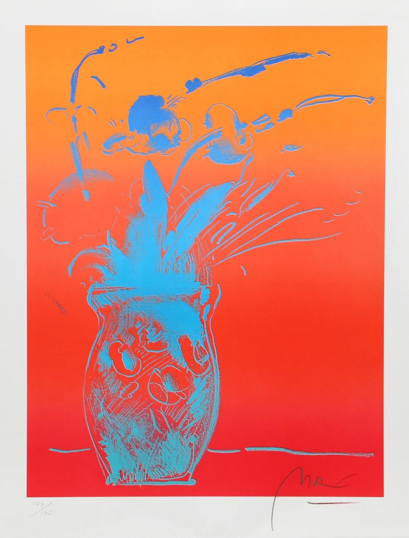 Peter Max (American, b. 1937) Blue Vase, 1981 Li: Peter Max (American, b. 1937)Blue Vase, 1981Lithograph in colors on Somerset paper<