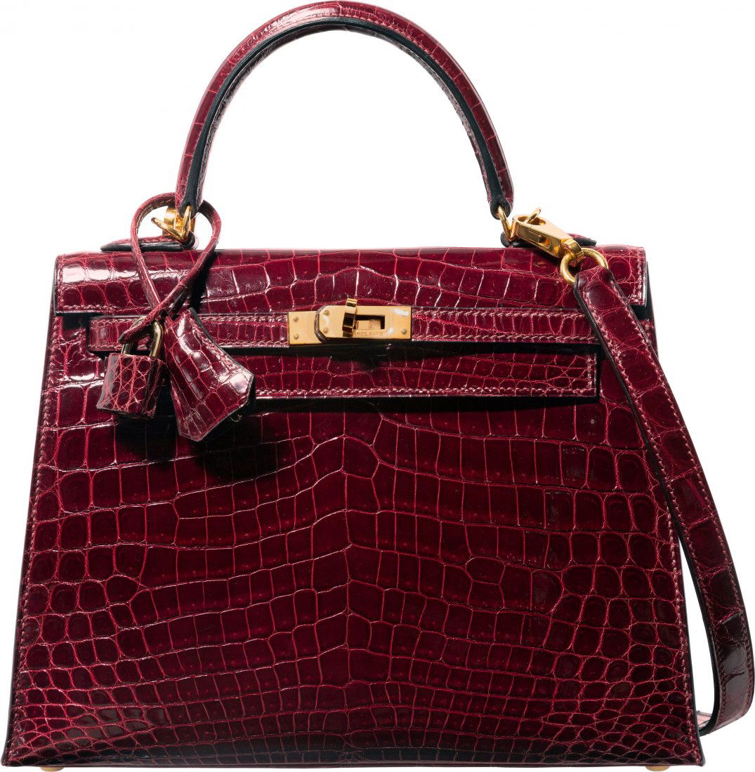 Hermes 25cm Shiny Bordeaux Nilo Crocodile Sellier Kelly (1 of 5)