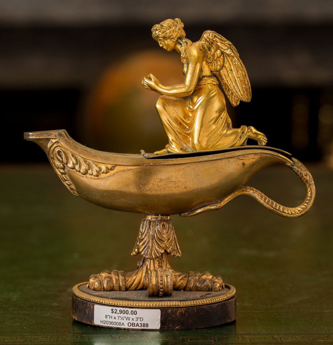 A French Empire-Style Gilt Bronze Figural Oil Lamp, 19t (1 of 1)