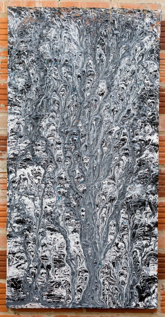 A Preston Pannek Acrylic on Canvas Painting: Tree, 21st: A Preston Pannek Acrylic on Canvas Painting: Tree, 21st Century 48 x 24 inches (121.9 x 61.0 cm) (overall)