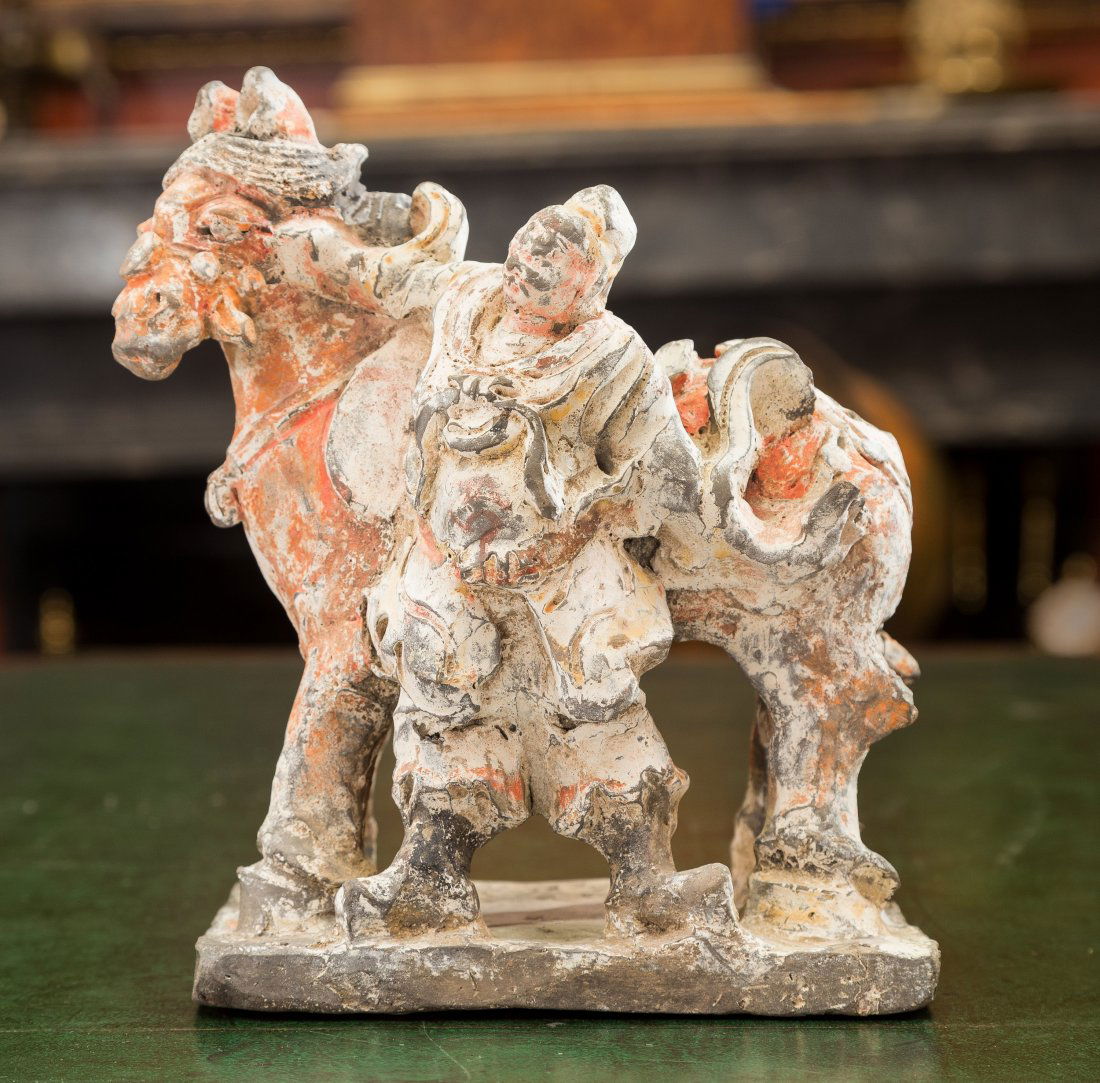 A Chinese Sung Dynasty-Style Ceramic Figure: Man and Ho (1 of 1)