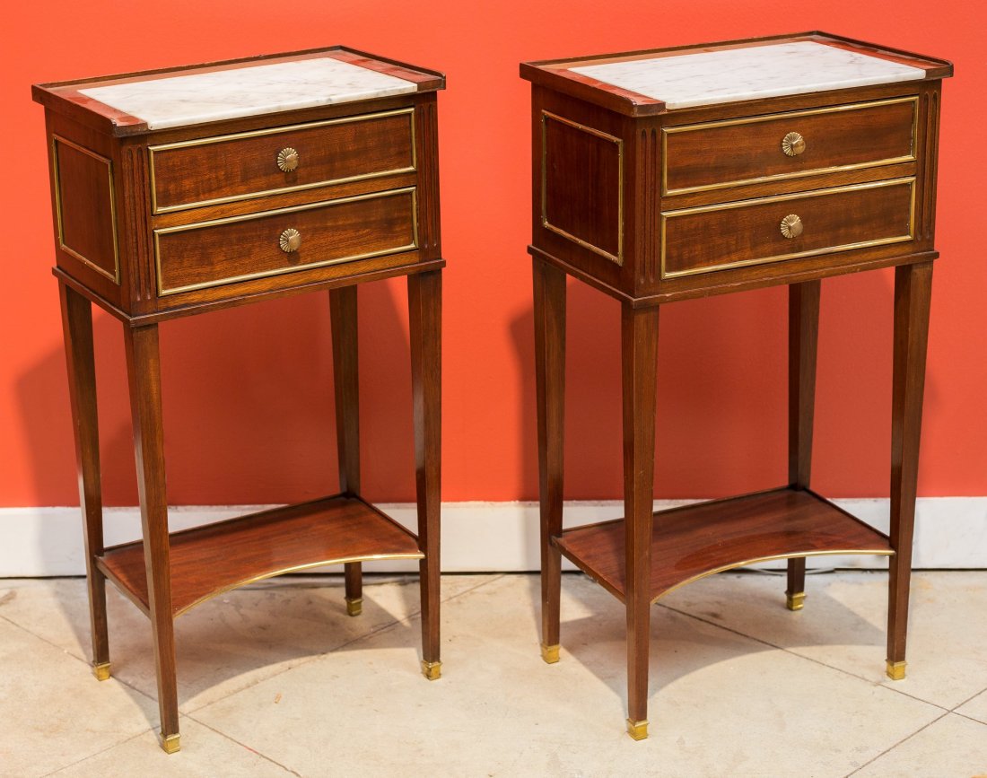 A Pair of Empire-Style Brass Mounted Mahogany Side Tabl (1 of 2)
