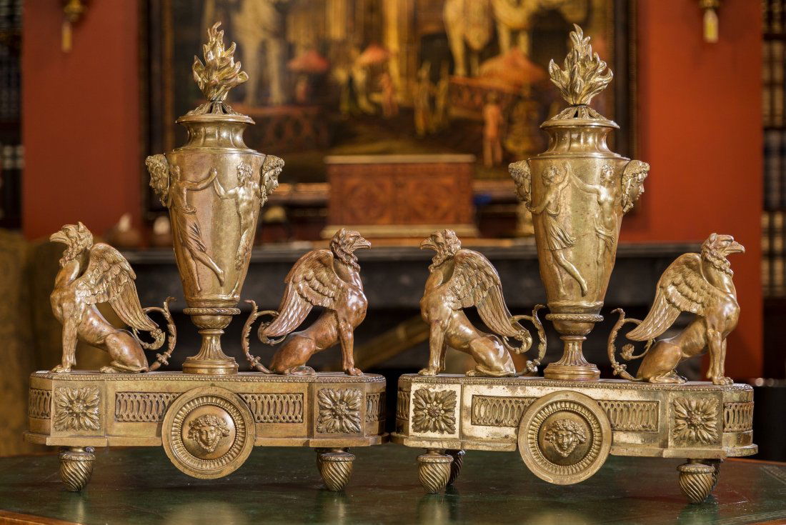 A Fine Pair of Napoleon III Gilt Bronze Chenets, 19th c (1 of 1)