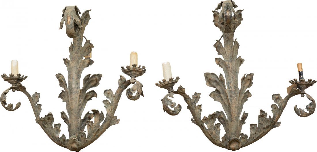A Pair of Rococo Revival Bronzed Metal Scrolling Foliag (1 of 1)