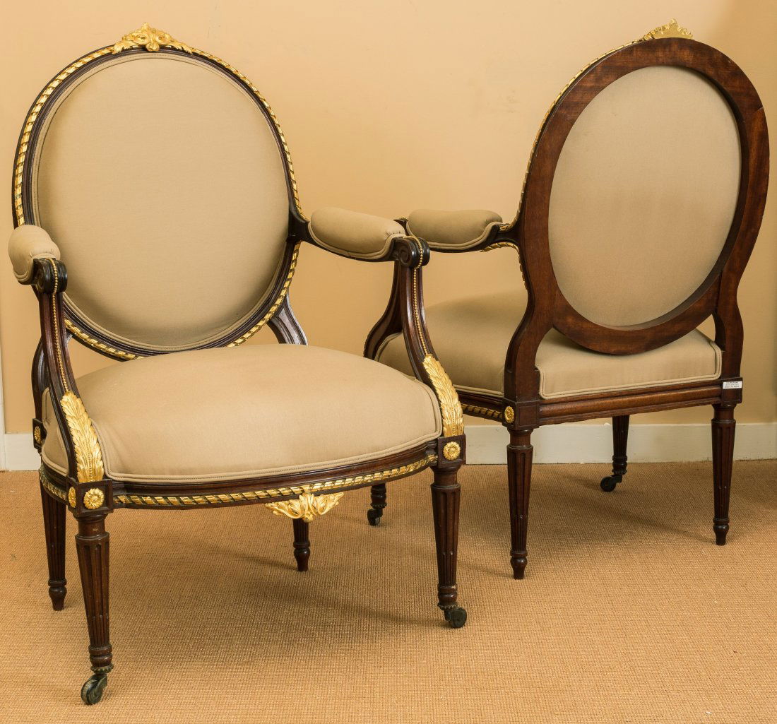 A Pair of Louis XVI-Style Gilt Bronze Mounted Upholster (1 of 1)
