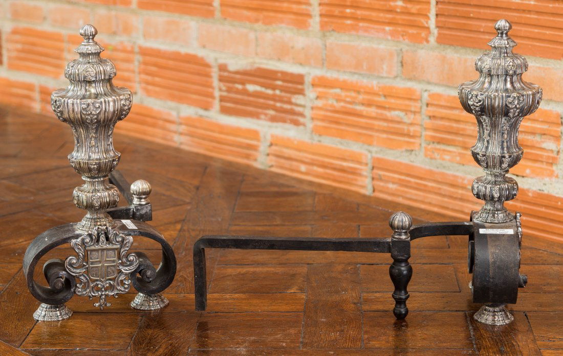 A Pair of Spanish Baroque-Style Silvered Bronze and Wro (1 of 1)