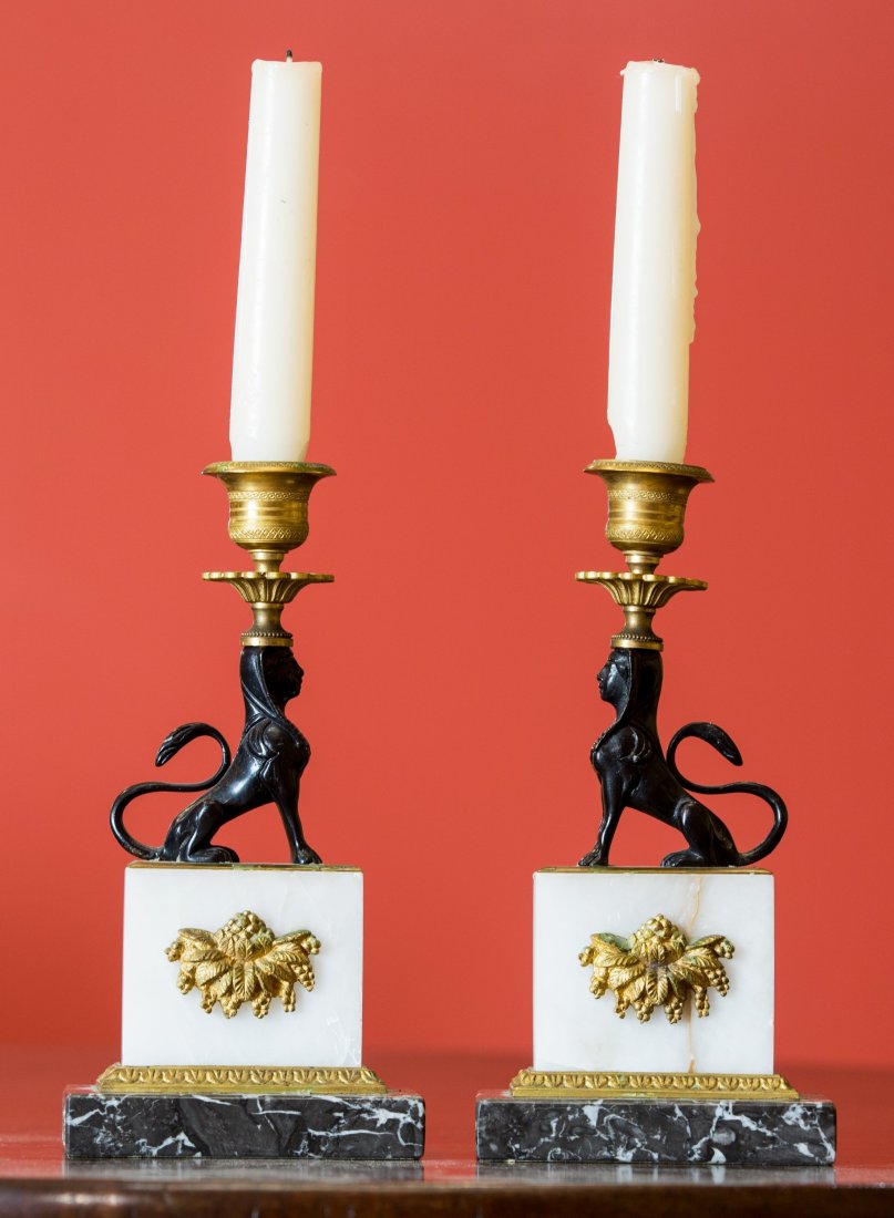 A Pair of Egyptian Revival-Style Marble, Gilt Bronze, a (1 of 1)