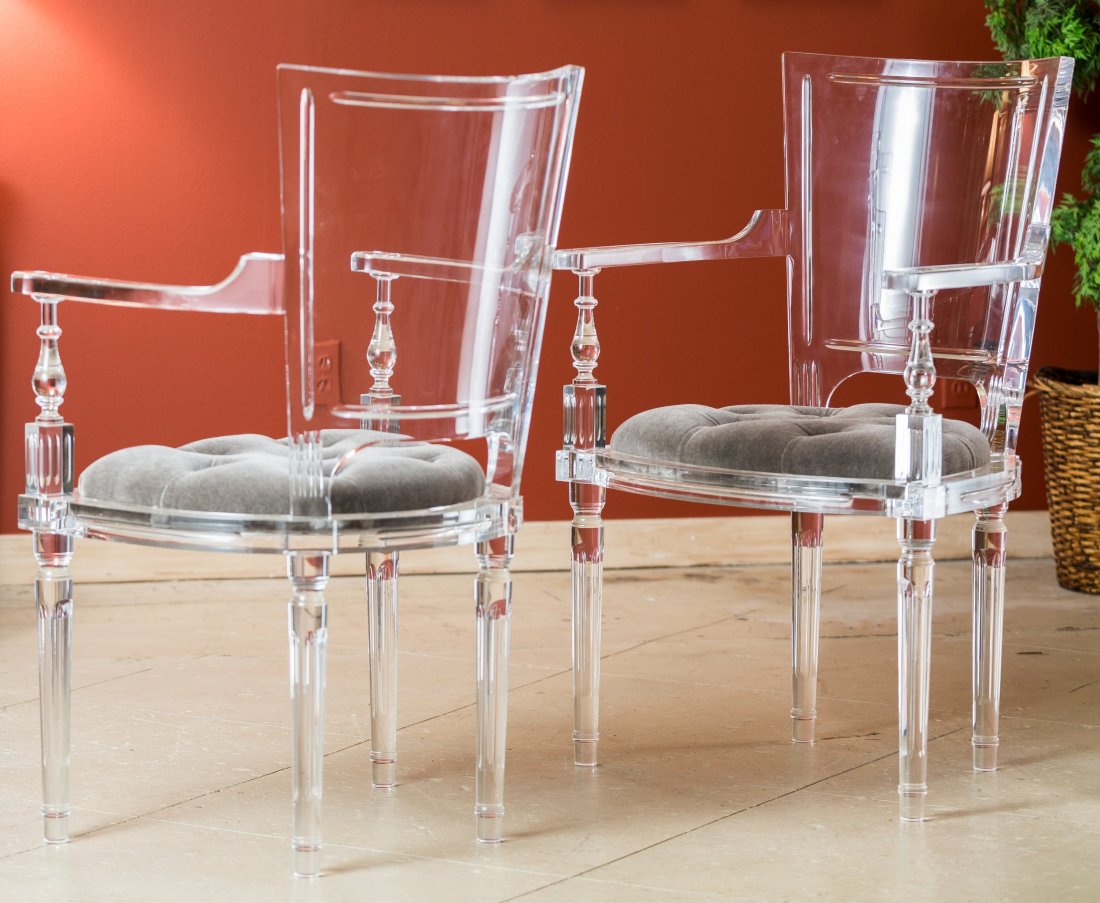 A Pair of Global Views Marilyn Acrylic Chairs with Butt (1 of 1)