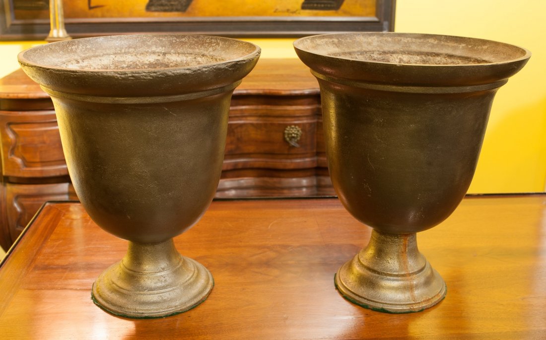 A Pair of Bronzed Metal Urns, 20th century 14-7/8 inche (1 of 1)
