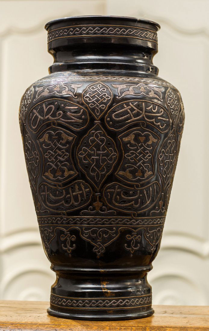 An Indo-Persian Lacquered Brass Jar 17-5/8 inches high (1 of 1)
