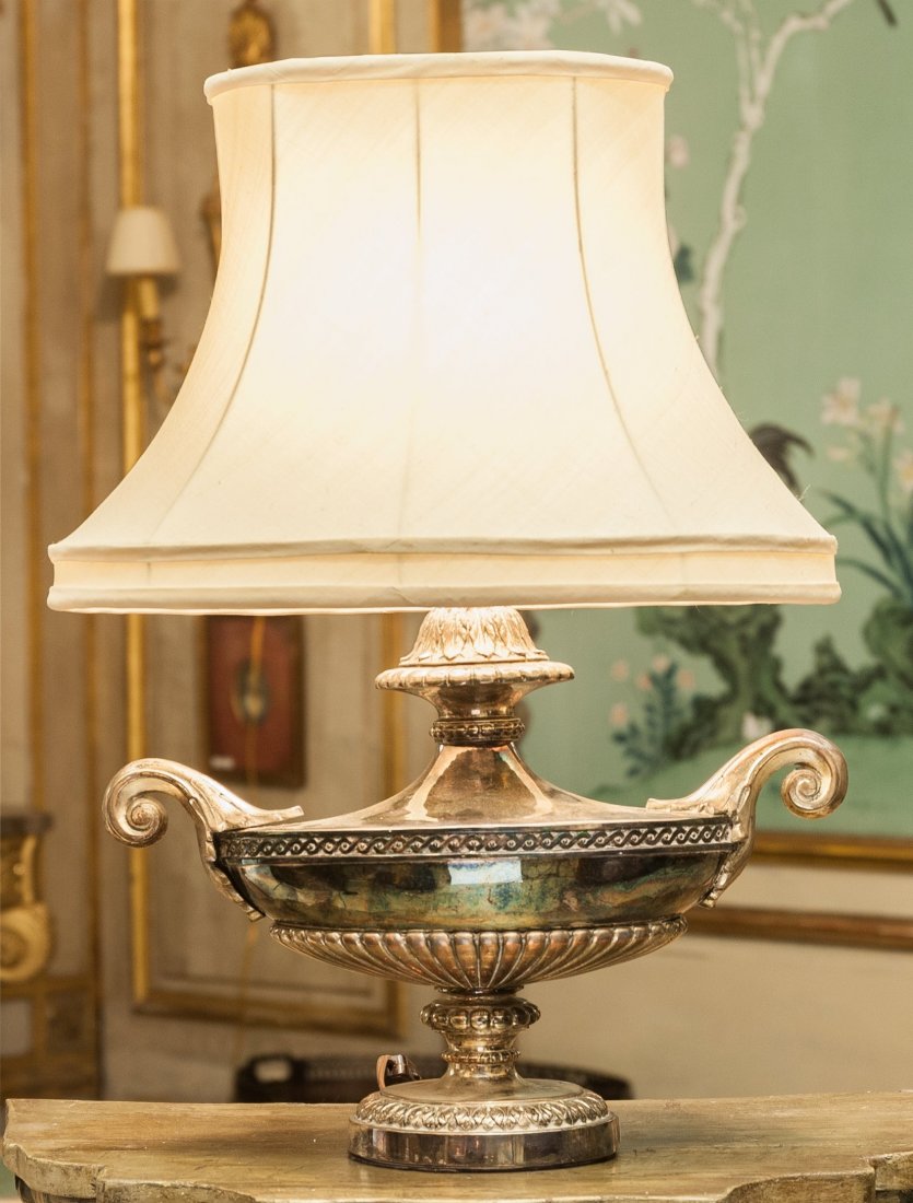 A Neoclassical Silver-Plated Lamp, 20th century 19-1/4 (1 of 1)