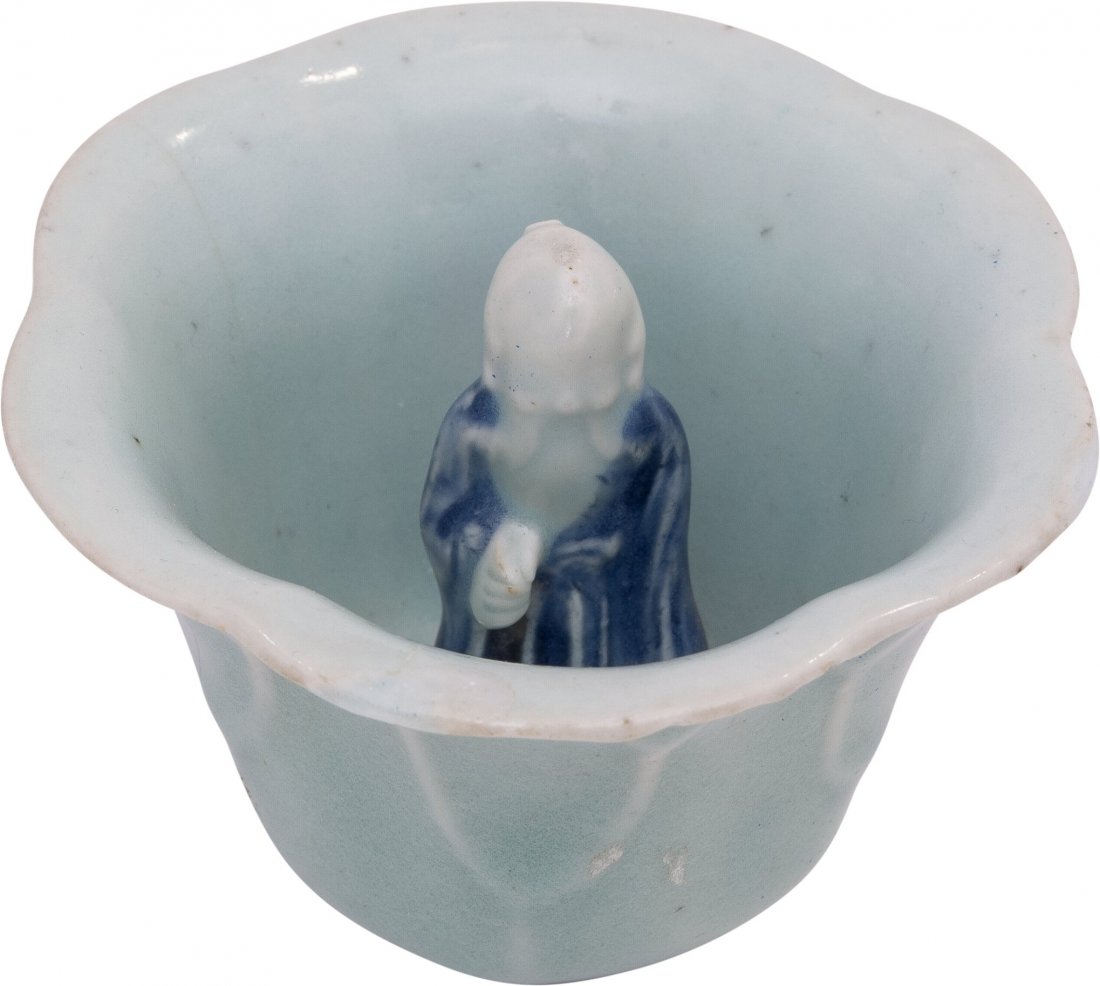 A Chinese Celadon-Glazed Floriform Cup Inset with Elder (1 of 1)