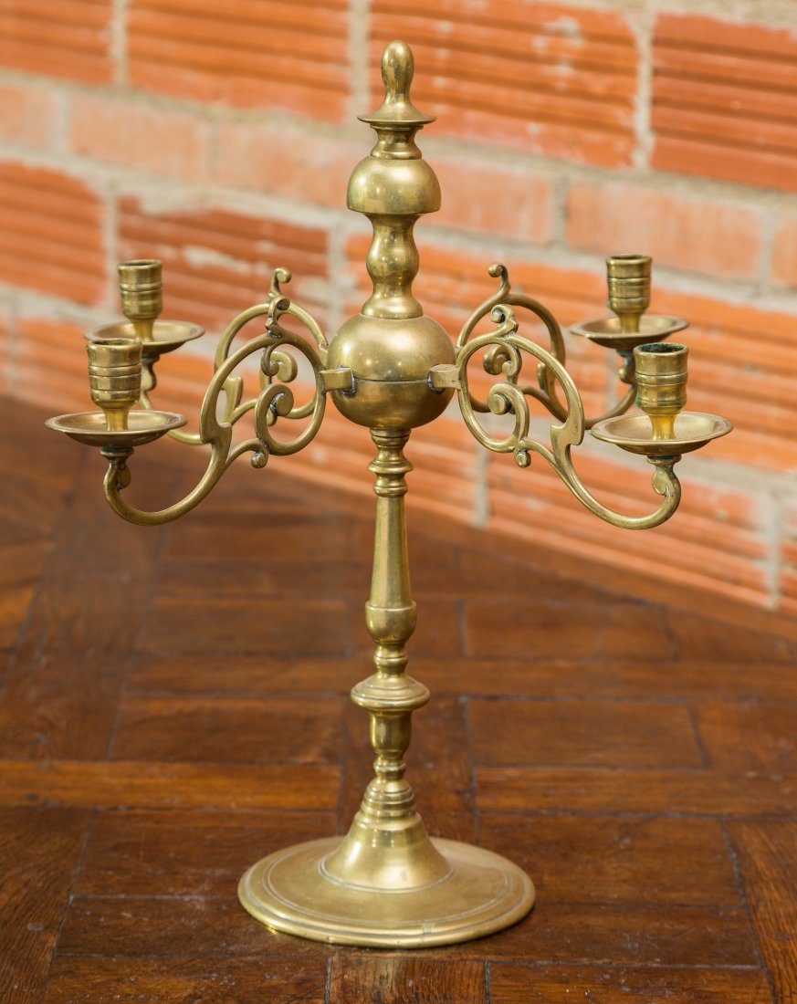 A Dutch Baroque-Style Brass Candelabrum, late 20th cent (1 of 1)