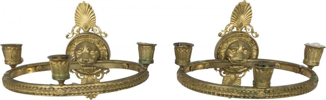 A Pair of Regency-Style Gilt Metal Three-Light Wall Sco (1 of 1)
