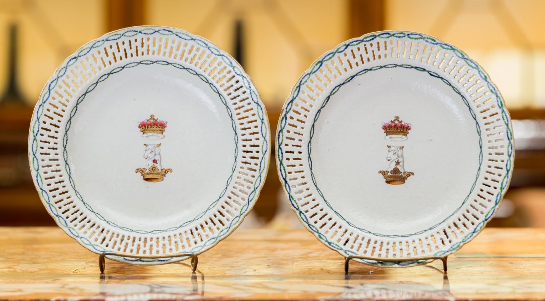 A Pair of Chinese Export Porcelain Reticulated Soup Pla (1 of 1)