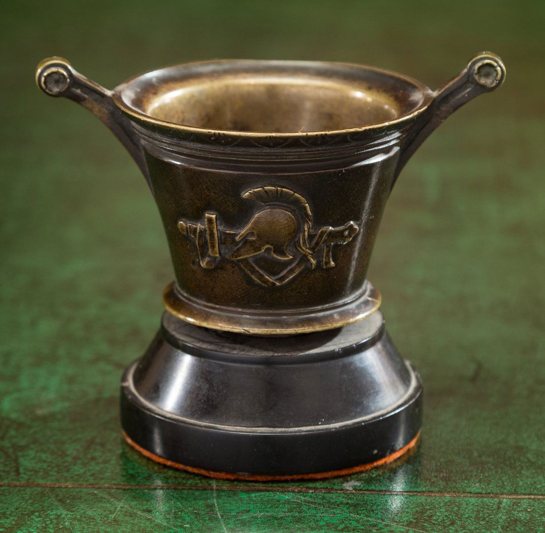 A Diminutive Neoclassical Bronze Krater Mounted on Slat (1 of 1)