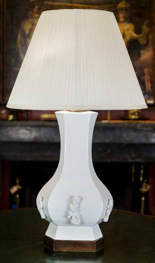 A Asiatic White Glazed Pottery Table Lamp Late 20th Ce On Liveauctioneers