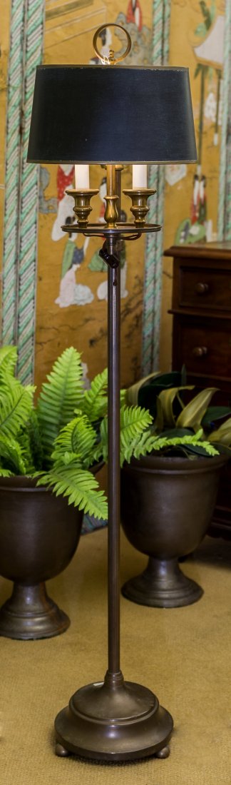 A Brass Floor Lamp with Tole-Style Shade, late 20th cen (1 of 1)
